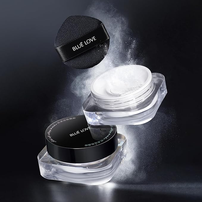 BLUE LOVE Setting Powder Makeup for Oily Skin, Oil Control Smooth Face Makeup Powder Foundation, Waterproof Setting Powder Compact, Oil Control Face Pressed Loose Powder(Transparent)