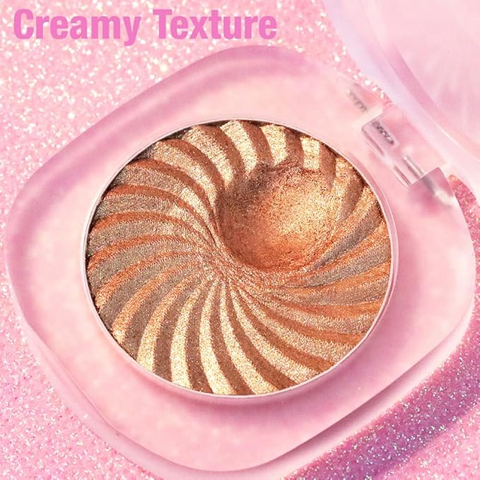 Cream Highlighter Makeup Palette, Glow Highlighters Makeup Powder, Suit for Cheeks, Body, Eyeshadow, Silver Light Pink Rose Gold Purple Champagne, Vegan, Talc Free (01)