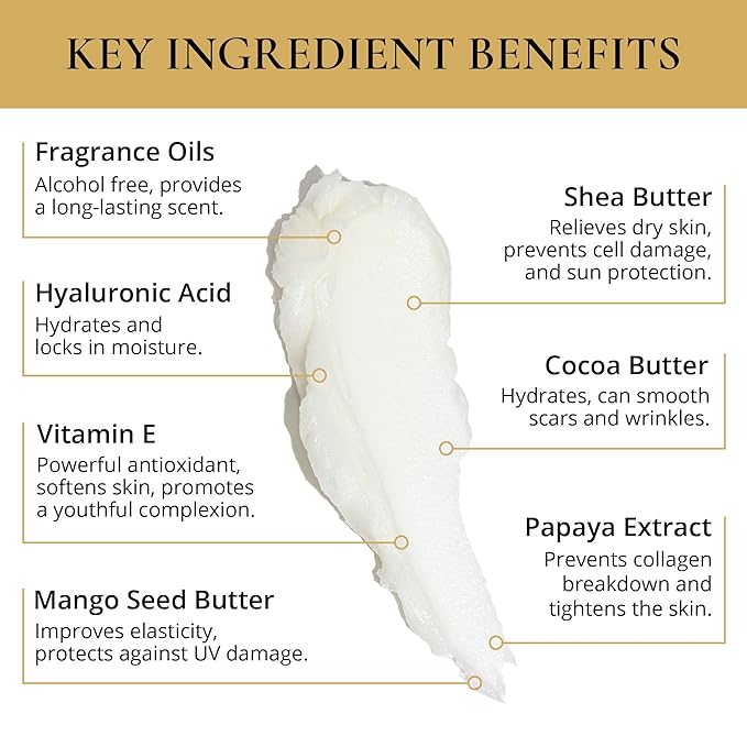 LUXURY LIFE BUTTER - Irresistibly Scented Body Butter with Hyaluronic Acid for Ultimate Moisture. Luxurious Natural Fragrance. Hydrates for a Non-Greasy Glamorous Glow, Tobacco Vanilla, 5 oz.