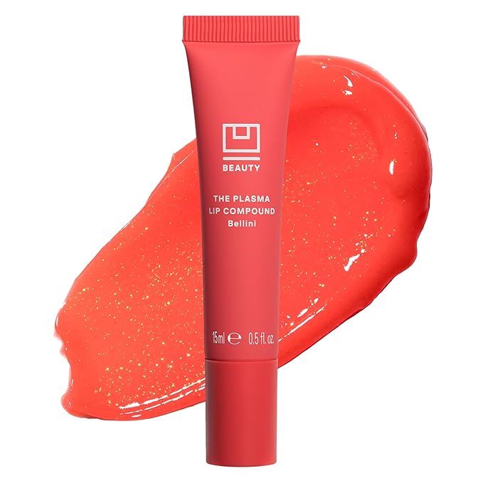 U Beauty The PLASMA Tinted Lip Compound Anti-Wrinkle & Anti-Aging Treatment - Shimmery Plumping Lip Gloss with Hyaluronic Acid, Shea Butter, Salicylic Acid & Peptides to Deeply Hydrate,Bellini - 15 mL