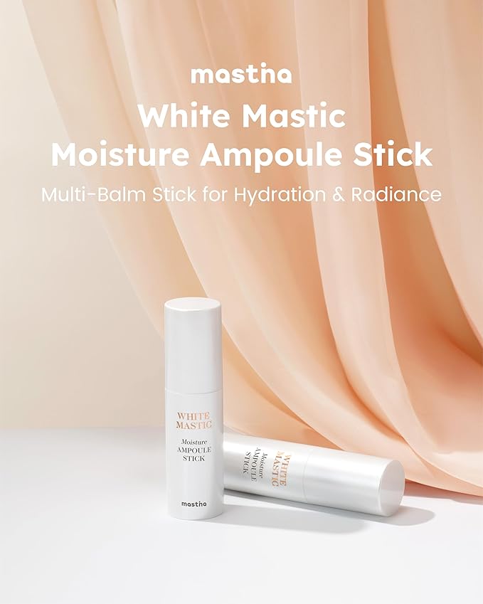 White Mastic Moisture Ampoule Stick (0.35oz) - Wrinkle Reduction, Elasticity, Moisturizing, Radiance Multi Balm. Korean Skin Care Serum Stick for Face, Lips, Eyes, Neck. Vegan T3 Collagen.