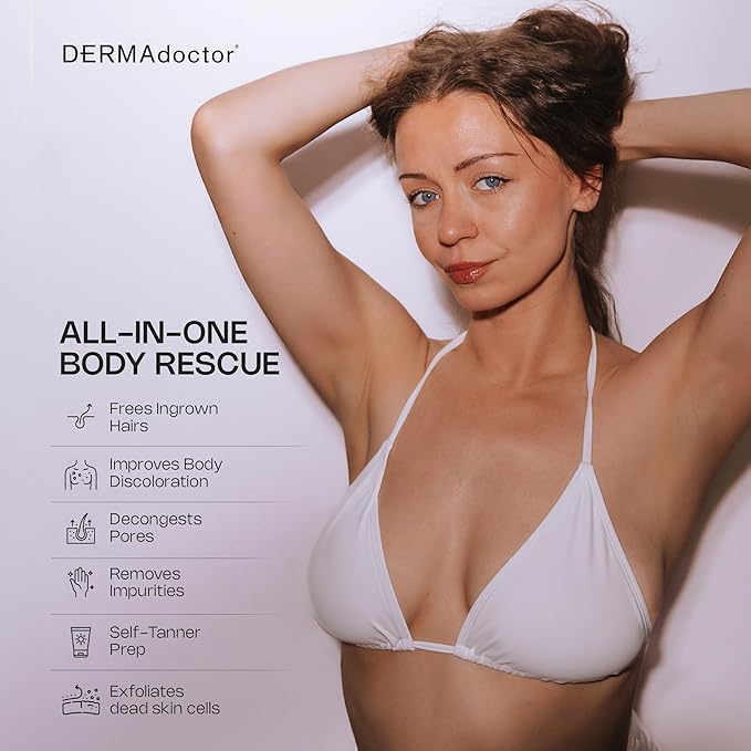 DERMAdoctor KP Bump Eraser Extra Strength Peel Pads – Exfoliating Body Treatment for Keratosis Pilaris, Body Acne & Rough Skin | AHA + BHA + PHA Formula | Dermatologist Developed
