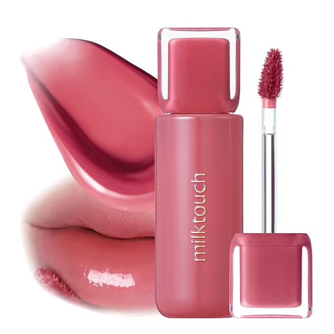 MILKTOUCH Jelly Fit Lip Tint (08 Rosy Breeze) with Cooling Plumping Effect and Water-Based Non-Sticky Texture | Long Lasting Korean Beauty Lipstain Tinted Gloss Oil Brown K Makeup