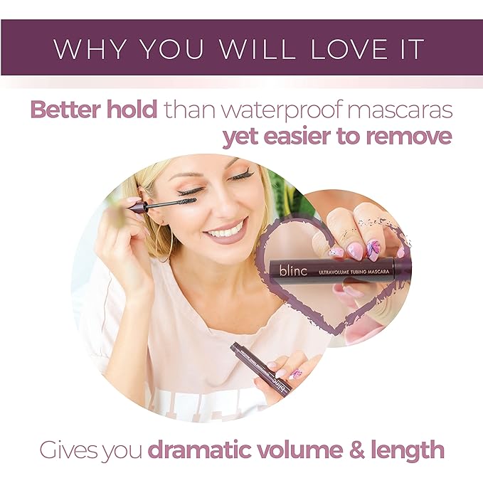 Blinc UltraVolume Tubing Mascara, Volumizing, Lengthening and Curling Mascara, Ultra-Longwearing Washable, Clean, Vegan and Cruelty-Free, 9mL / 0.30 Fl Oz (Dark Brown)