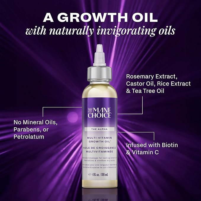 The Mane Choice Alpha Multi-Vitamin Scalp Hair Growth Oil, 4 Fl Oz, 1 Pack, Nourishing Scalp Oil with Biotin, Vitamin C, Rosemary, Rice Extract, Jojoba, Tea Tree & Castor Oil, Lightweight & Non-Greasy