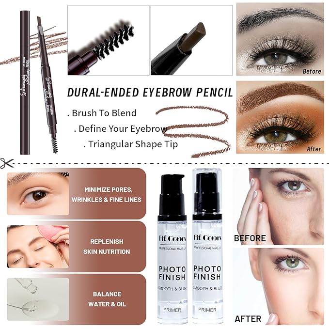 Makeup Set Present Multipurpose Makeup Kit for Women Girls Teens,- CC Cream Foundation Eyeshadow Primer Counter Stick Concealer Lip Gloss Eyeliner Pencil Mascara Makeup Brush & Sponges