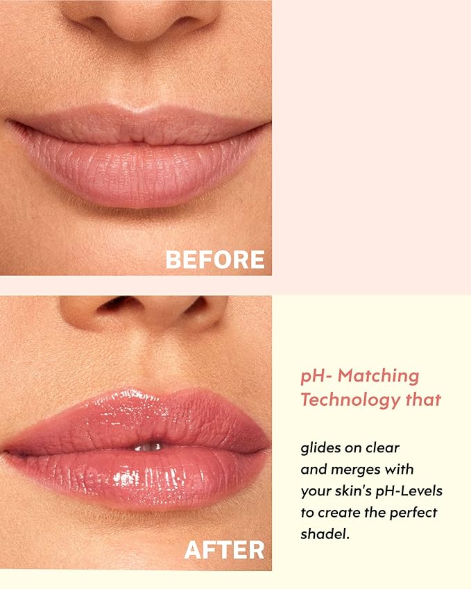 Glimmer Balm, Tinted Lip Balm Long Lasting PH Lipstick, Color Changing Lipstick Natural Chapstick, Glitter Pink Shade Lipstick (Rainbow)
