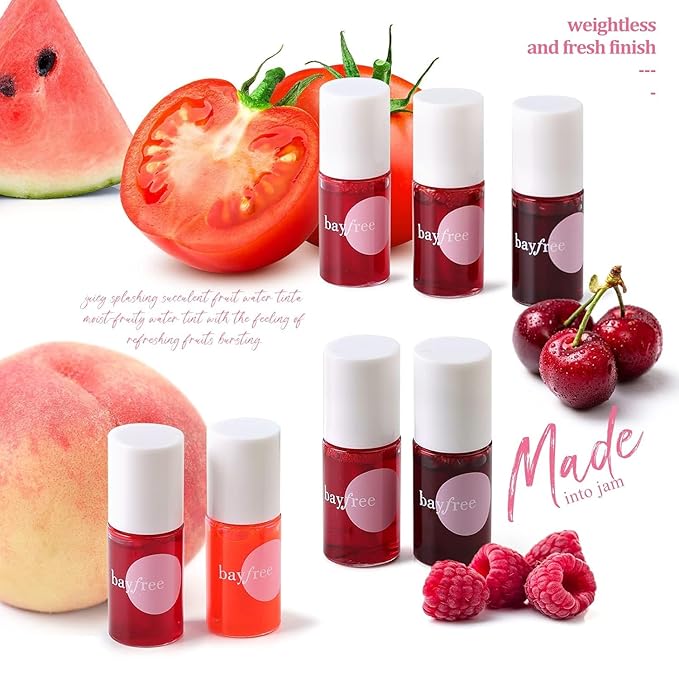 Lip Tint Stain Set, Korean Water Tint Lightweight Non-sticky, Waterproof Long Lasting Liquid Blush & Lip Stain, Transfer-Proof, Matte Finish Lip Color Makeup (made into jam)