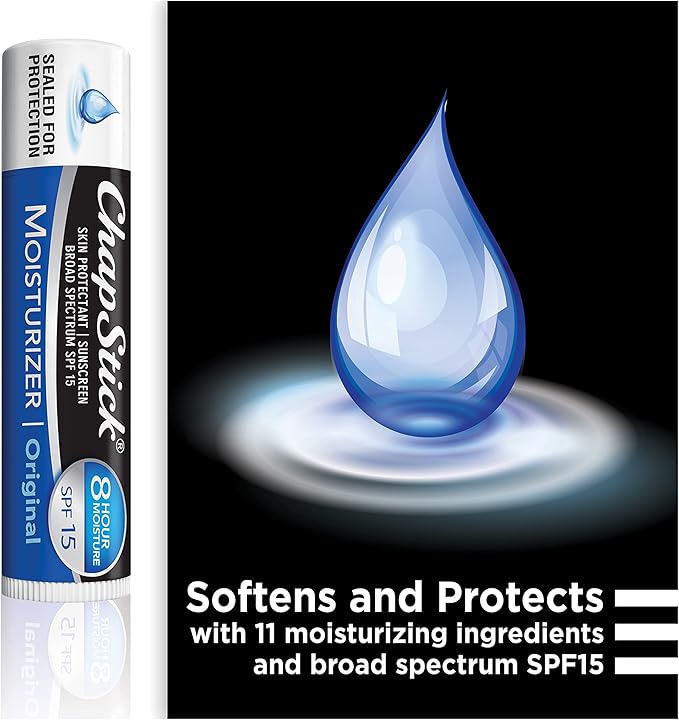 ChapStick Moisturizer Original, Black Cherry and Cool Mint Lip Balm Tubes Variety Pack, SPF 15 and Skin Protectant - 0.15 Oz (Pack of 3)