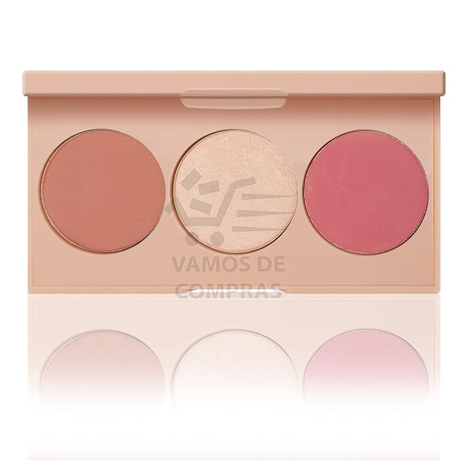 FARMASI Makeup Face Palette, Trio Eyeshadow, Long Lasting Face Sculpting, Blush and Highlighter Powder, Glow Contour Shadow Bronzer, All Skin Types, 0.52 oz. / 15 g (3 in 1 Face Palette)
