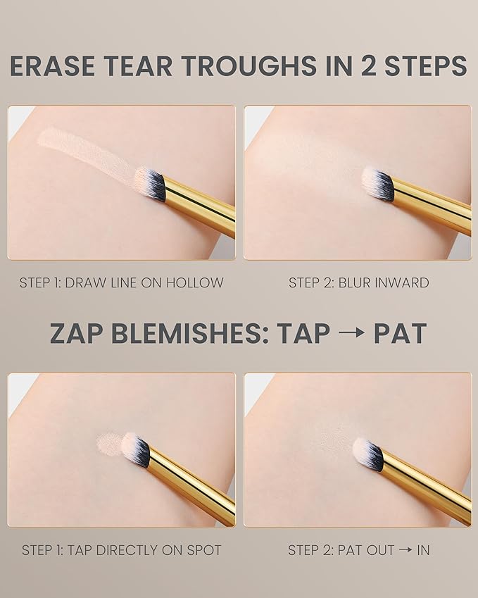 Desert Oak Series MicroBlur Tap Concealer - 6mm Finger-Tip Precision Brush for Tear Troughs & Acne Spots, Vegan Nylon, Bubinga Handle (CM 199)