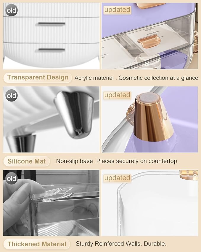 Makeup Organizer, Skincare Holder Bathroom Counter Organizer, Storage Box Cosmetic Display Cases, Teen Girl Gifts Trendy Stuff Make up Organizers for Vanity, Dresser, Countertop (purple)