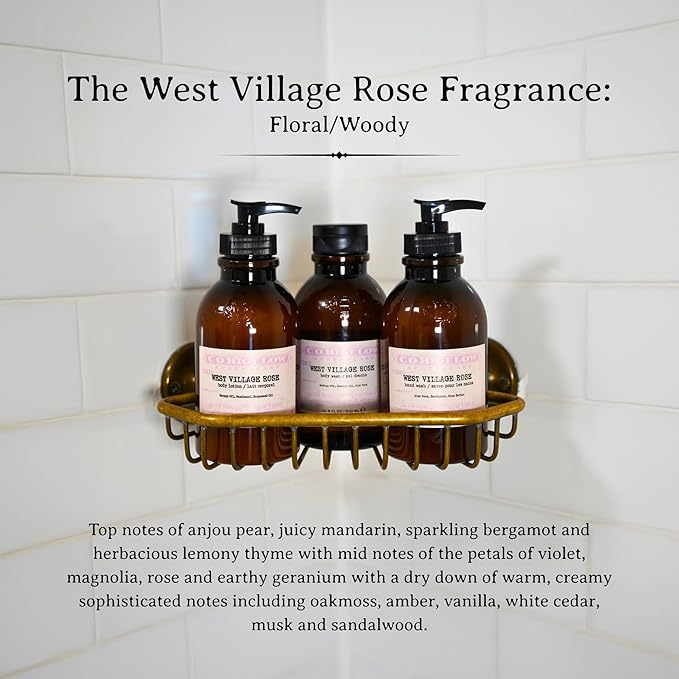 C.O. Bigelow West Village Rose Body Lotion, Iconic Collection Moisturizing Body Lotion with Shea Butter, Borage Oil & Grapeseed Oil, 10.5 Fl Oz