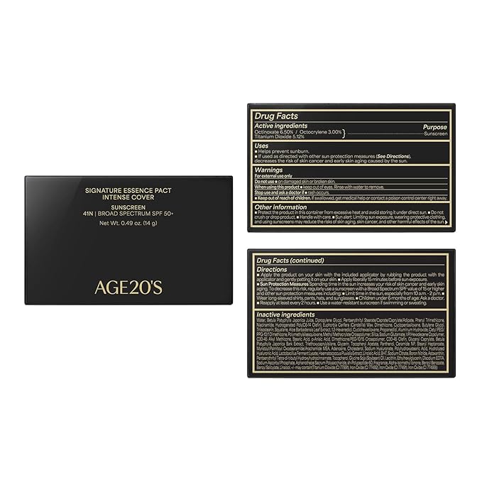 AGE20'S Signature Essence Pact SPF 50+ | Pack of 1 | 41N MOCHA | Cream Foundation, Dewy Finish, Natural Coverage | Korean Cushion Foundation