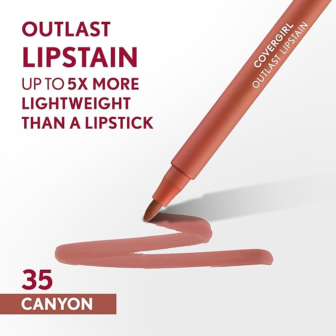 COVERGIRL Outlast Lipstain Bundle - Jazzberry 40 & Canyon 35 Shades, Vegan Formula