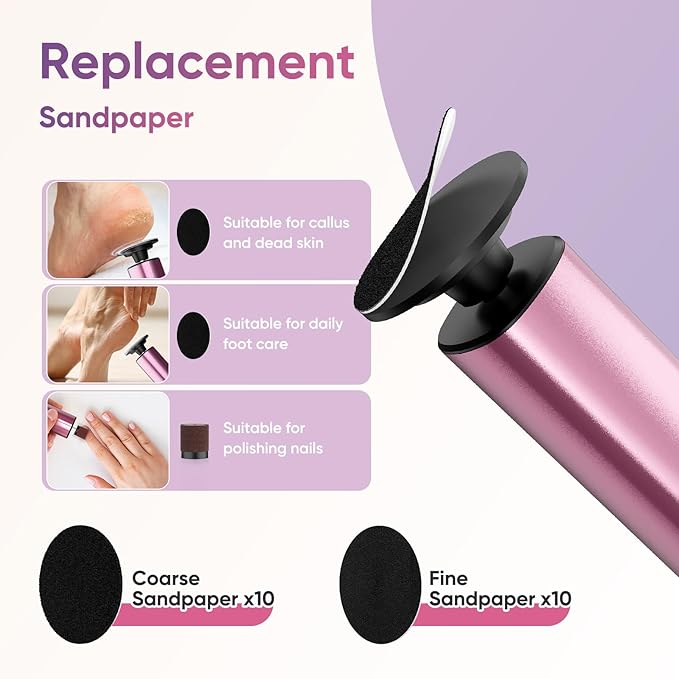 Electric Foot Callus Remover, 2in1 Rechargeable Foot File Callus Remover for Feet, 9 Speeds Foot Scrubber Dead Skin Pedicure Tools for Feet Heel Scraper for Cracked Heels with Sandpaper Discs