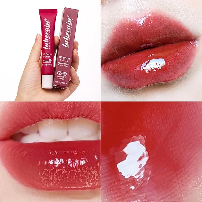 Lip Butter Balm, Day/Night Hydrating Lip Mask, Moisturizing Lip Balm Butter, Ultra-Nourishing Lip Care Moisturizer, Lip Butter Gloss Shine Lip Glow Oil Makeup#5 Cherry