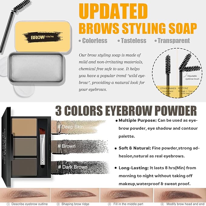 All in One Makeup Kit for Women,Includes Naked Eyeshadow,Liquid Foundation,Lipstick Set,Mascara,Makeup Brush,Makeup Sponge,Eyebrow Powder,Eyebrow Soap,Eyeliner Stamp,Primer,Contour Stick,Makeup Bag