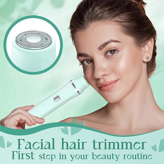 Dermave Bikini Shaver - Dusk Razor with Dual Head Electric Shaver (Body & Facial), IPX7 Waterproof Design, Painless Trimmer for Underarm/Legs/Bikini Line, Fashion Self-Care Gifts for Her (Green)