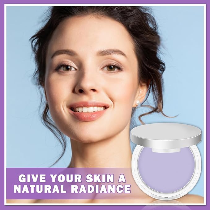 AIUEO Lavender Matte Setting Powder Sunscreen Powder Oil Control Blurring Pressed Powder Refreshing and Comfortable Purple Face Powder Makeup, Polvo Compacto De Maquillaje