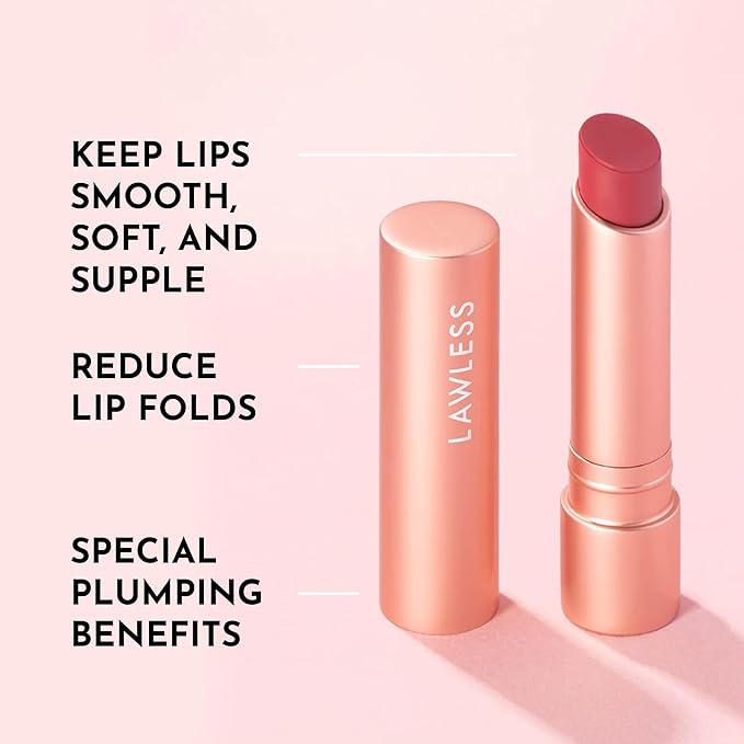 LAWLESS Forget the Filler Lip Plumping Line Smoothing Tinted Balm, Lover, Pink, 0.1 Ounce / 2.9 g