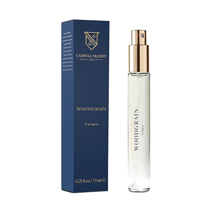 Caswell-Massey Woodgrain Sandalwood Cologne Spray, Spicy Sandalwood with Cedar and Hints of Citrusy Musk, Fragrance for Men, Made in USA, 0.25 Oz