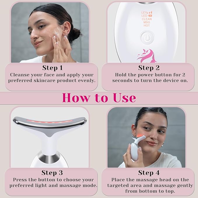 Red Light Therapy for Face, Facial Massager, Skin Tightening & Anti-Aging Face Lift Device, True Beauty Glow Facial Massager, 7-in-1 LED Facial Sculptor