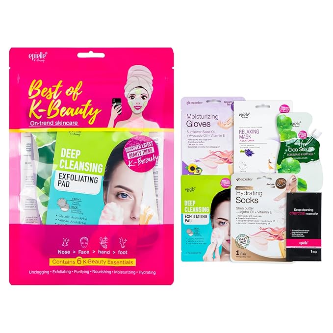 Epielle All In One Kit, cleansing, facial sheet mask, peel off, Fun facial mask Kit, Moisturizing Facial Skincare for Sensitive Skin & Acne | Spa Day Party, Mothers Day Gifts