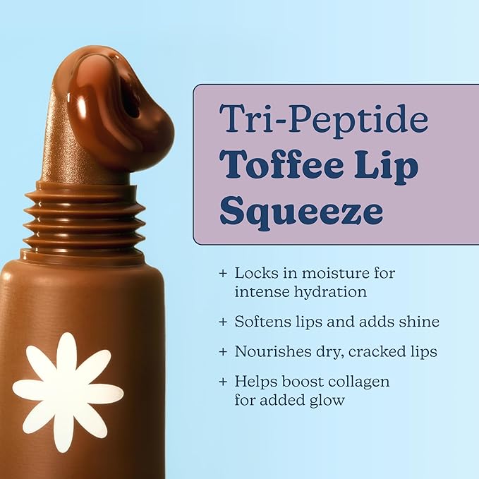 Blume Tri-Peptide Toffee Soft Brown Tinted Lip Balm - Superbalm Lip Moisturizer with Shea Butter and Squalane to Deeply Hydrate & Heal Dry, Cracked Lips - Cruelty Free & Vegan Lip Plumper (0.4 Fl Oz)
