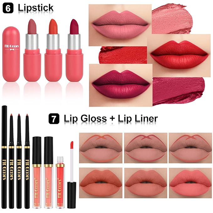 Fenshine Makeup Set,Make Up Starter Kit With Storage Bag Portable Travel Make Up Palette Eyeshadow Foundation Lip Gloss for Teenage & Adults (Type A)