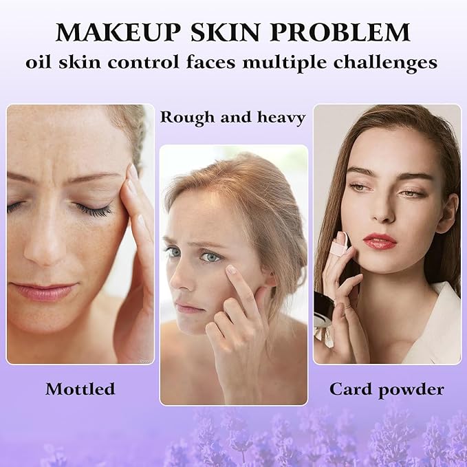 Chillab Lavender Matte Powder, Gel-like Formula Oil-Control Primer & Setting Powder, Polvos Compactos Matte Powder for Silky Blurring Oil Control