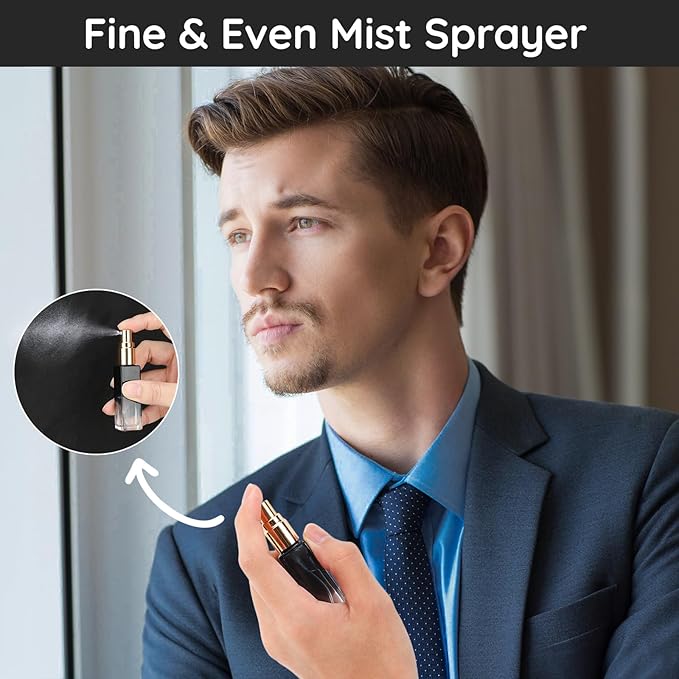 Segbeauty 10ML Perfume Bottles Empty, Set of 10 Mini Travel Refillable, Glass Spray Bottle Atomizer Portable Leak-proof Sprayer for Dispensing Fragrance Toiletries Cosmetic, Gradient Blue-gold