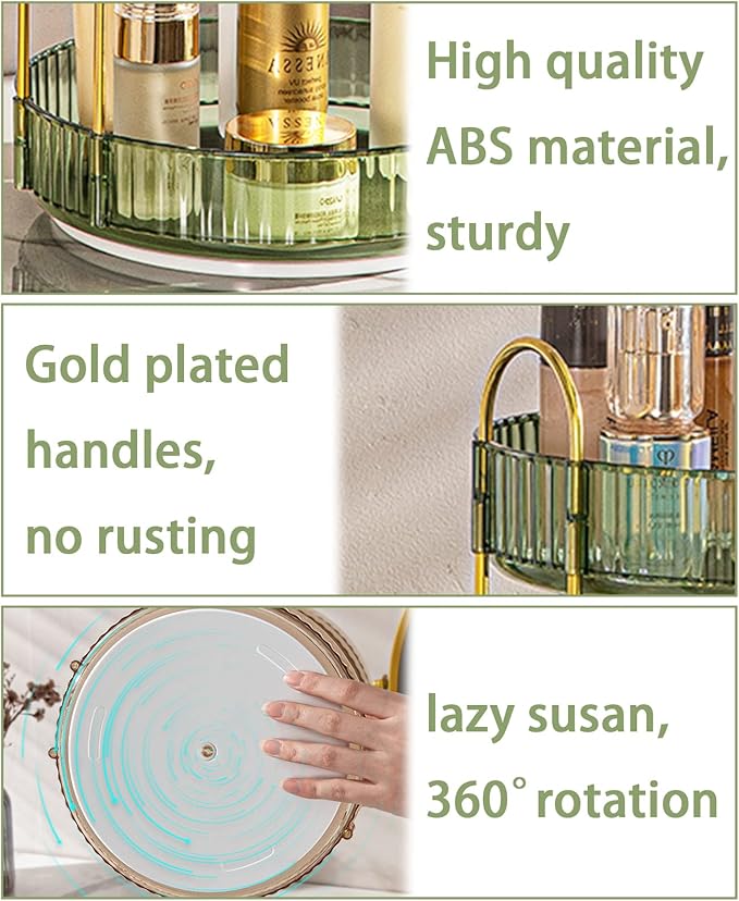 Rotating Makeup Organizer for Vanity, High-Capacity Skincare Clear Make Up Storage Perfume Organizers Cosmetic Dresser Organizer Countertop 360 Spinning (Purple, 3 Tier)