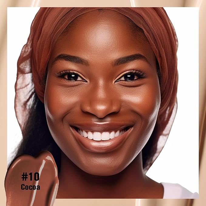 UCANBE Matte Liquid Foundation with Brush, Skincare Serum Foundation Face Makeup with Hyaluronic Acid, Medium to Full Coverage Waterproof Oil Control Longwear, for Mature Skin, Cocoa, 1 fl. oz.