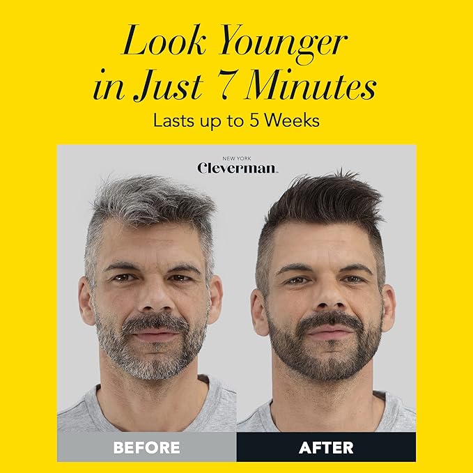 Cleverman Dark Brown Hair & Beard Dye Kit for Men - Natural-Looking Gray Coverage, Professional-Quality, Ammonia-Free for Hair, Beard & Mustache