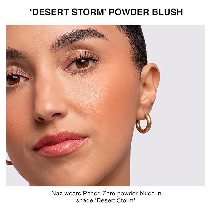 Makeup Powder Blusher - "Desert Storm" - 4g / 0.141 oz - Full Coverage, Natural Blush - Soft, Buildable Pink, Coral, Peach & Golden Hues