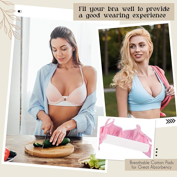 Toulite 6 Pcs Cotton Bra Liners Rectangle Under Bra Pads 3 Layer Bra Sweat Liners for Women Sweating Supplies