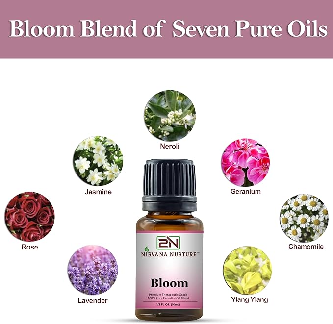 Bloom Blend 100% Pure Natural Premium Grade, Undiluted, Happiness, Mood Booster, Aromatherapy, Calm, Relax