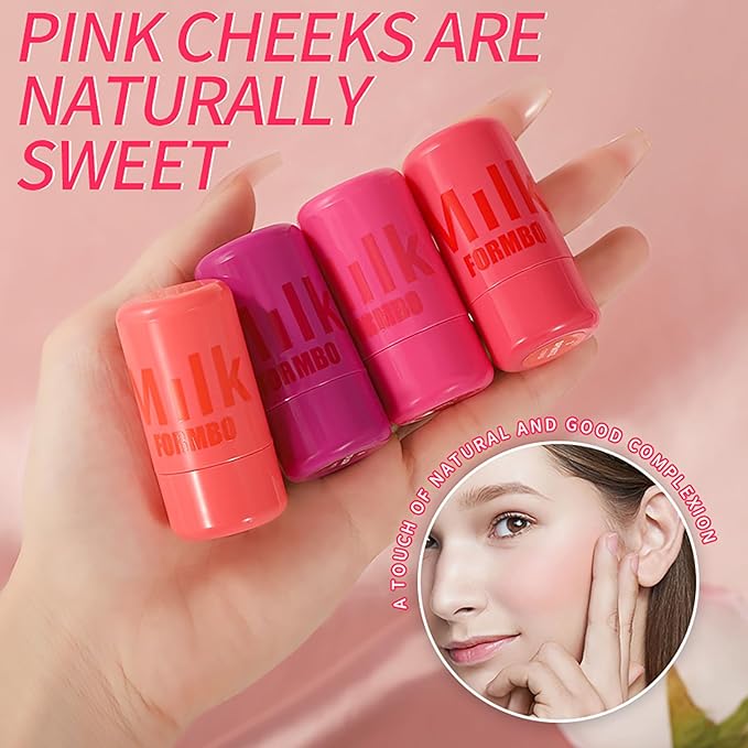 Cooling Water Jelly Tint Blush Makeup Blush Stick 3-in-1 Lip and Cheek Tint Stain Jelly Blush Multi-use Clear Glossy Gel Blush,0.18 Oz (Splash Berry, 0.18 Oz)