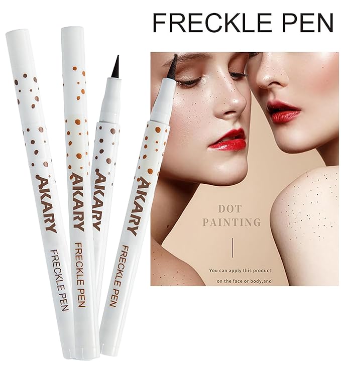 AKARY Freckle Pen Professional Lifelike Face Concealer Point Out Natural Waterproof Longlasting Soft Artificial Freckles Fine Makeup Freckle Pen Life Face Decoration (#03 Chestnut)