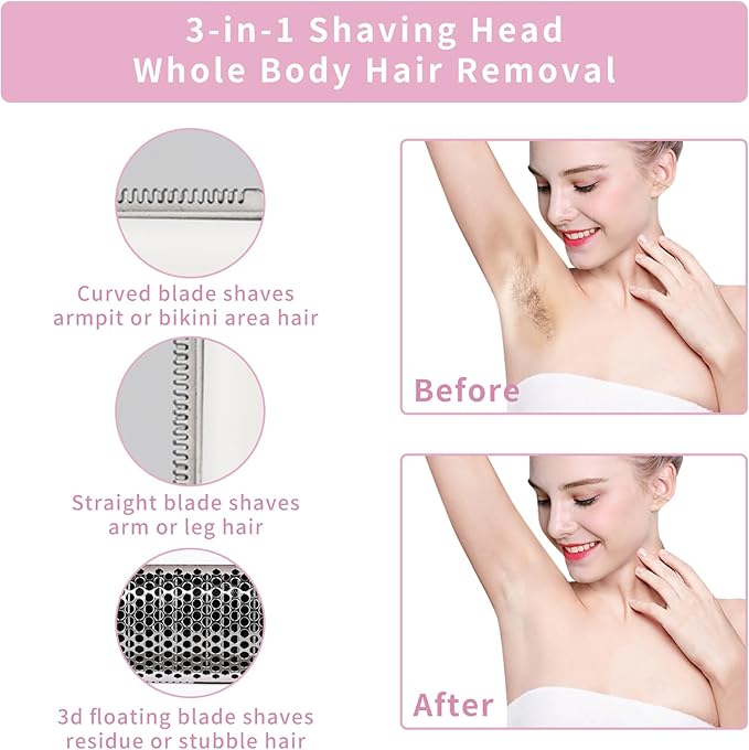 Electric Razors LED Display for Women Men, 2025 Wet/Dry Lady Shaver,4 in 1 Cordless Hair Remover with IPX7 Waterproof,Smooth & Silky Portable Bikini Electric Grooming Set (Multicolor)