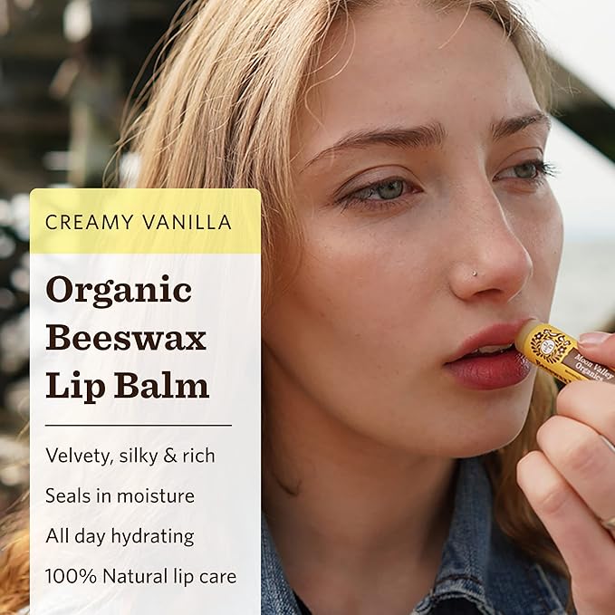 Moon Valley Organics Beeswax Lip Balm for Moisturizing Lips and Cuticles (VELVETY VANILLA, 6-Pack)