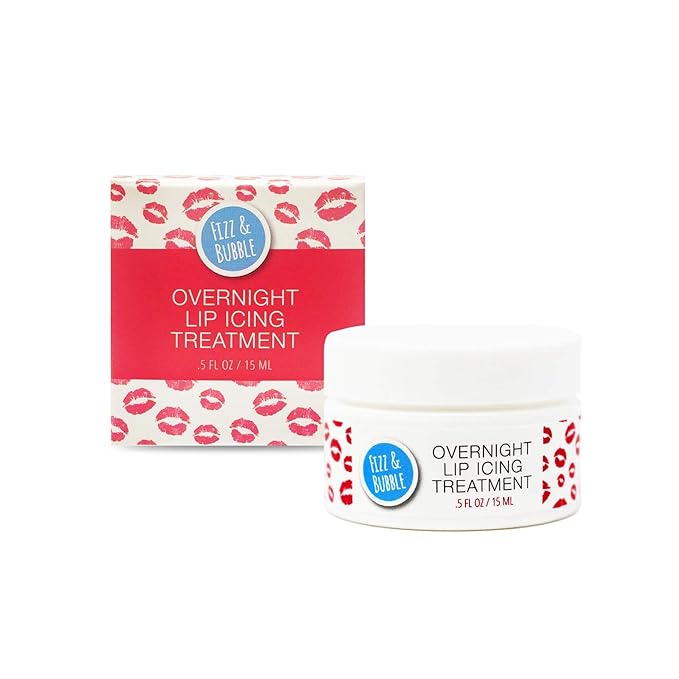 Fizz & Bubble Overnight Lip Icing Treatment with Vitamin E, Shea Butter, Hyaluronic Acid, Beeswax & More - Coconut & Peach - 0.5 Fl Oz