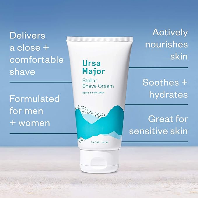 Ursa Major Natural Shave Cream | Non-irritating, Vegan and Cruelty-Free | Formulated for Men and Women | 5.3 ounces