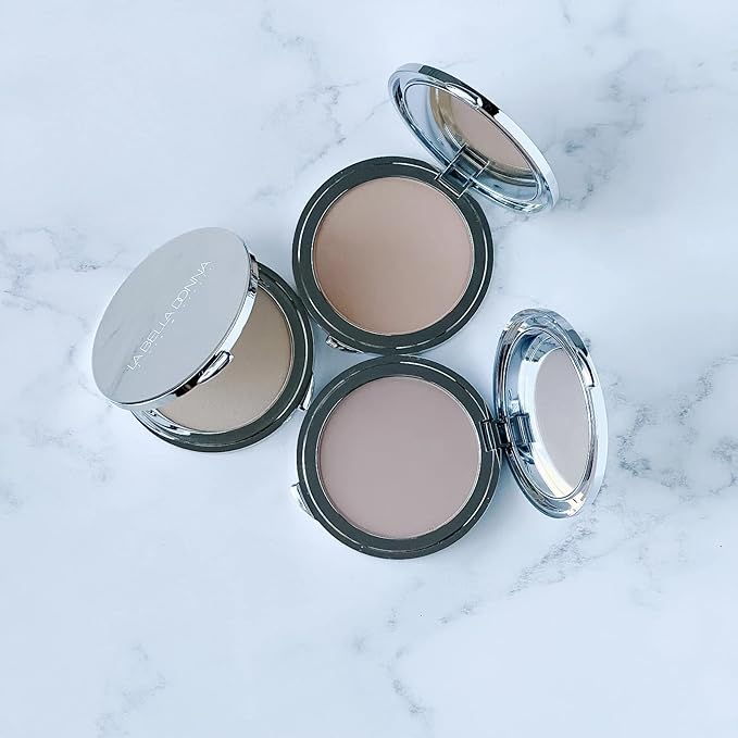 La Bella Donna Compressed Mineral Foundation - Face Powder Makeup Natural Looking Glowing Skin Wrinkle Defying Mattifying Finish Contour Makeup Long Lasting Full Coverage Sun Kissed Tan (Honey)