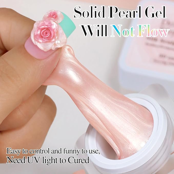 Double Rhythm 3D Nail Gel Pearl Solid Sculpting Gel for Nail Art Non-Sticky Hard for Building Carving Molding Extension Soak Off UV/LED Nail Art Salon Home DIY 0.5 Oz (Nude-Silk 02)