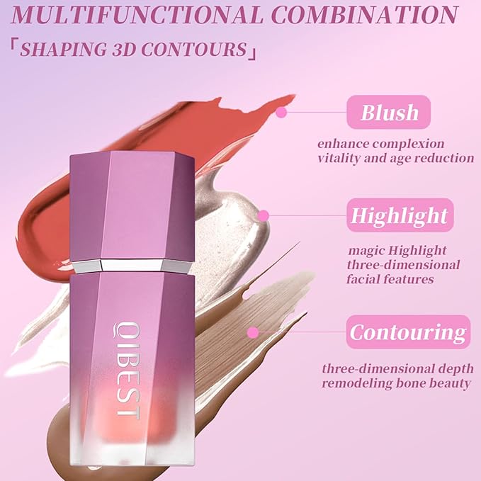 Matte Dewy Liquid Blush, Silky Smooth Cream Soft Blush Stick Natural Matte Finish, Long-Lasting Waterproof and Sweat proof Blush Stick Makeup for Cheek Lip eye, Cruelty-free,02 Cherry