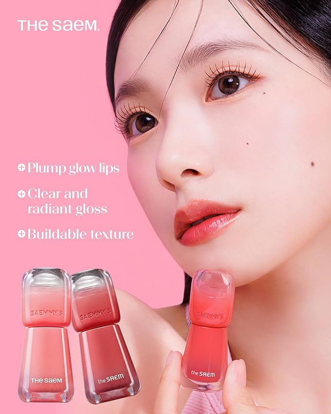 THESAEM Saemmy's Ade Shot Tint - Korean Lip Tint, Water Gel Lip Stain with Plump Glowy Moisturizing Finish, Buildable Radiant Gloss, Long-Lasting Comfort, 0.1 fl.oz. (08 Oat Grape)