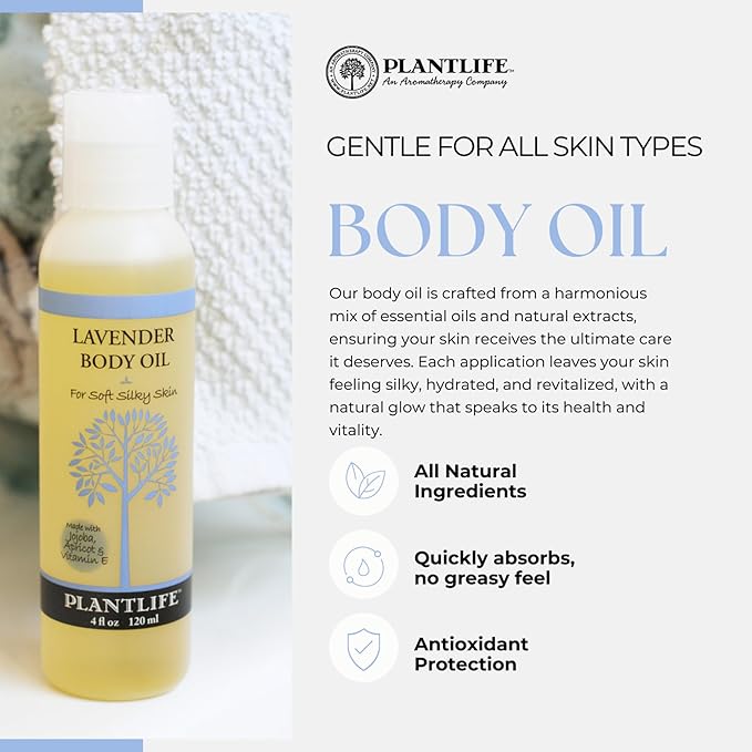 Plantlife Patchouli Body Oil - Moisturizing Natural Body Oil for All Skin Types - Nourishing Dry Skin and Making It Feel Soft and Silky for Women & Men - Bath, Body & Massage Oil - 4oz