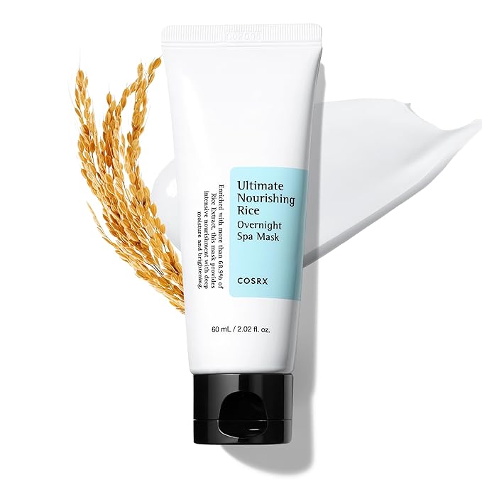 COSRX Ultimate Nourishing Rice Overnight Spa Mask, 60ml / 2.02 fl.oz | Rice Extract 68% and Niacinamide 2%, Korean Skin Care, Animal Testing Free, Paraben Free